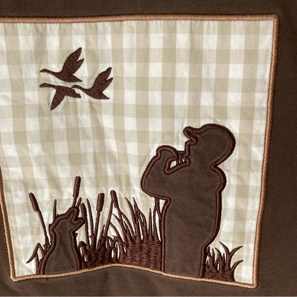 Southern Sass Smocks Boy’s Brown Shirt w/Duck Hunting Appliqué - Picture 2 of 5